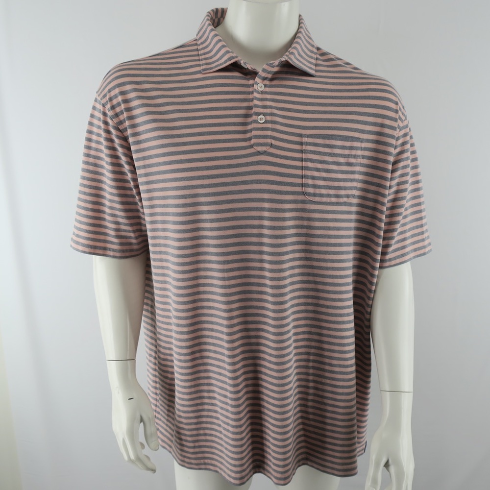 Onward Reserve Pocket Polo Shirt Men's‎ Size 2XL Pink and Blue Striped